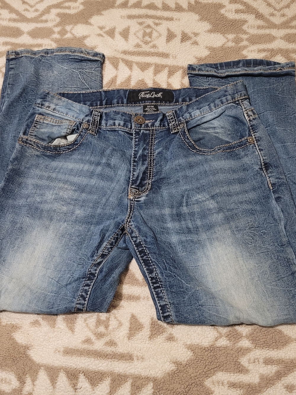 True Luck  Men's Blue Bootcut Denim Jeans